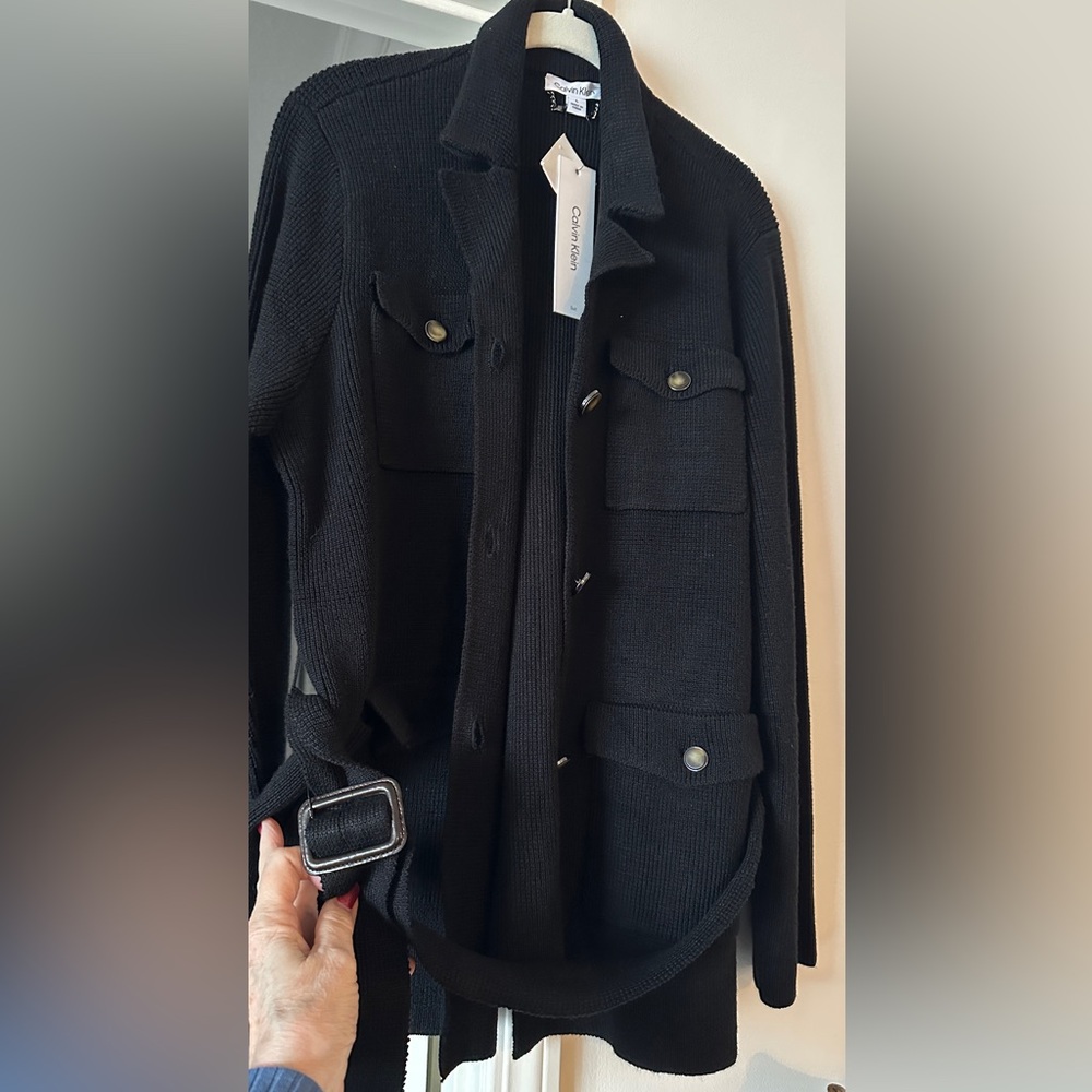 NWT Calvin Klein knitted Belted Suit Jacket